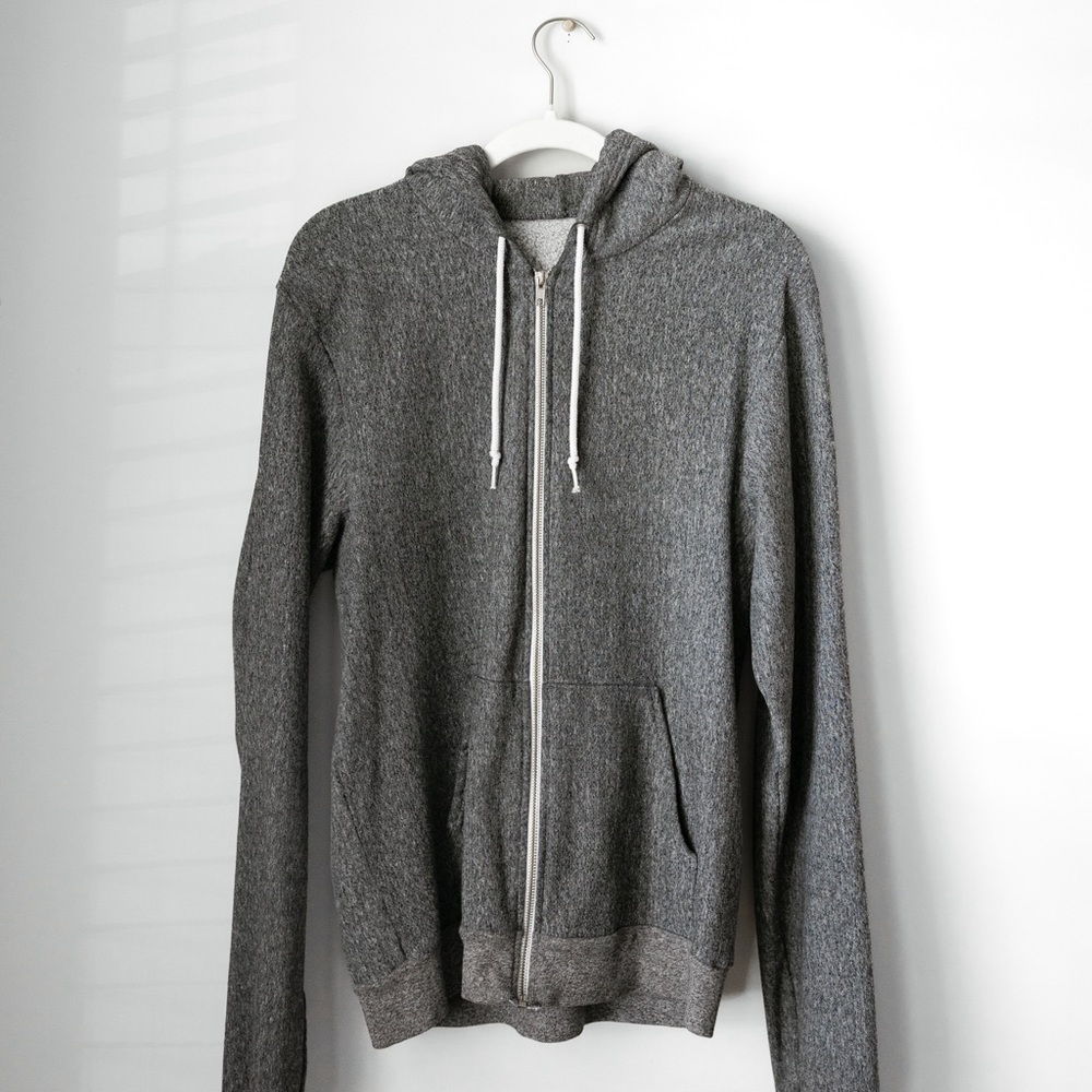 Classic American Apparel Charcoal Zip-Up Sweater - Medium